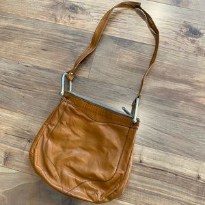 Vintage Camel color leather shoulder bag